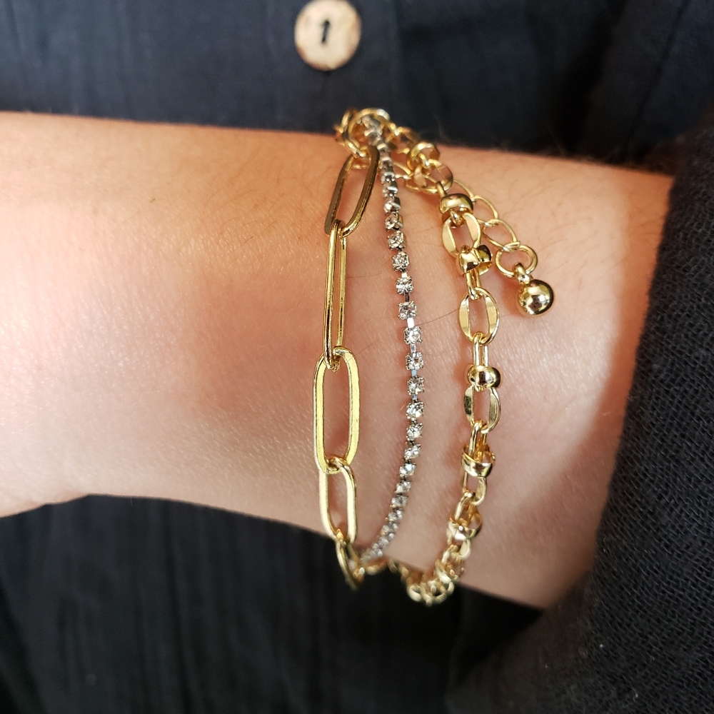 Set of Three Layered Gold-Toned Bracelet - NWOT